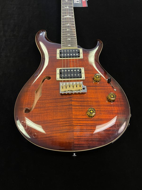 PRS SE Custom 24 Semi-hollow Piezo Electric Guitar - Orange Tiger Smokeburst - Image 3