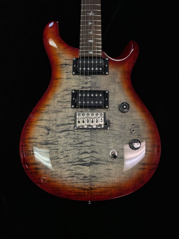 PRS SE Custom 24-08 Quilt Top Charcoal Cherry Burst Electric Guitar - Image 3